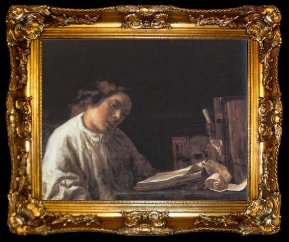 framed  Samuel van hoogstraten Self-Portrait at the Age of Seventeen,wtih Still Life, ta009-2
